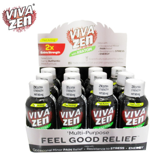Viva Zen Kratom Extract Shots 1.9oz/12ct/Display - 2x Strength